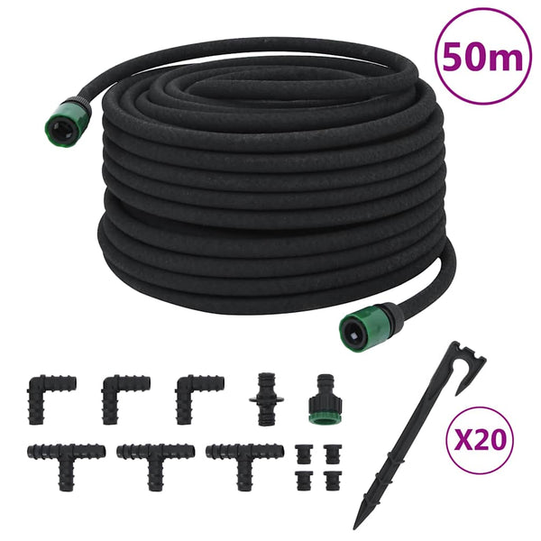 Vidaxl Garden Soaker Hose Black 0.6 Inch 50M Rubber Hoses