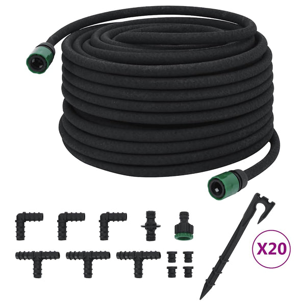 Vidaxl Garden Soaker Hose Black 0.6 Inch 50M Rubber Hoses