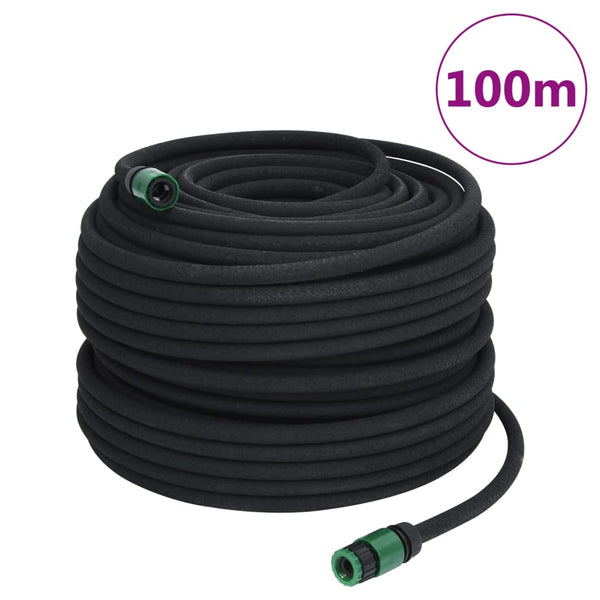 Vidaxl Black Rubber Garden Soaker Hose 100M Hoses