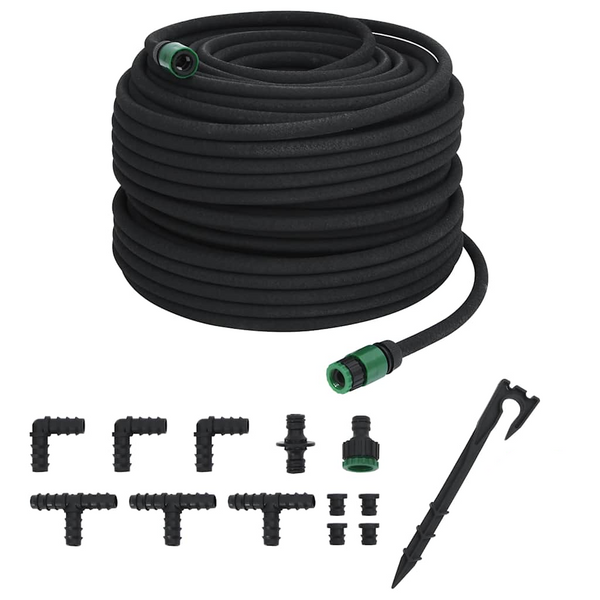 Vidaxl Black Rubber Garden Soaker Hose 100M Hoses
