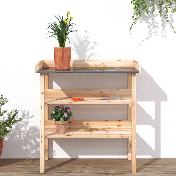 Vidaxl Plant Table With Shelves 78X38x82.5 Cm Solid Wood Fir Plant Stands