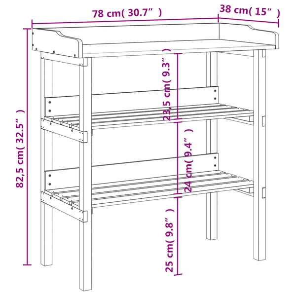 Vidaxl Plant Table With Shelves 78X38x82.5 Cm Solid Wood Fir Plant Stands