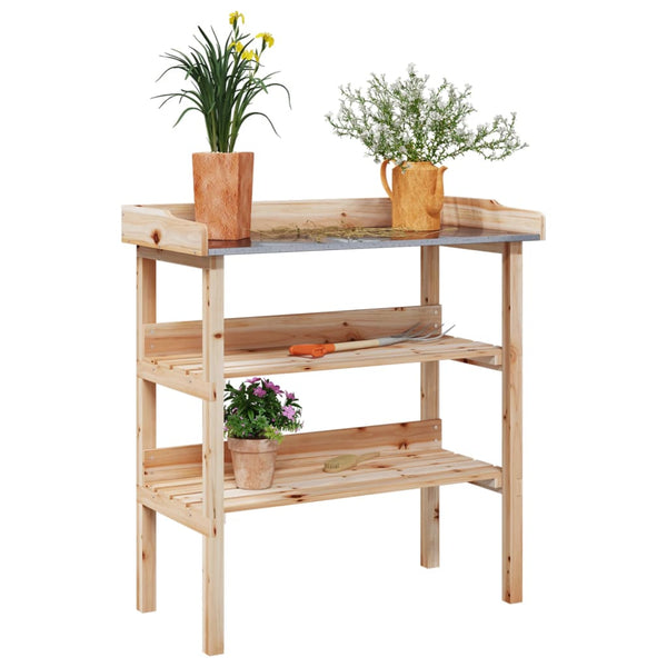 Vidaxl Plant Table With Shelves 78X38x82.5 Cm Solid Wood Fir Plant Stands