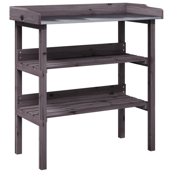 Vidaxl Plant Table With Shelves Grey 78X38x82.5 Cm Solid Wood Fir Plant Stands