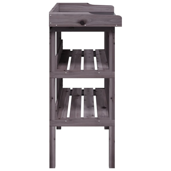 Vidaxl Plant Table With Shelves Grey 78X38x82.5 Cm Solid Wood Fir Plant Stands