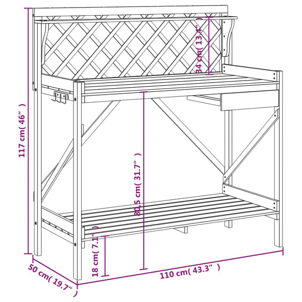 Potting Bench With Trellis Solid Wood Fir Trellises