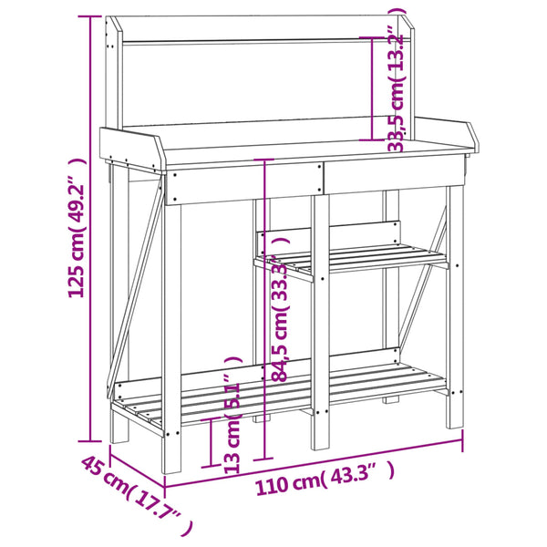 Potting Bench With Shelves Solid Wood Fir Plant Stands
