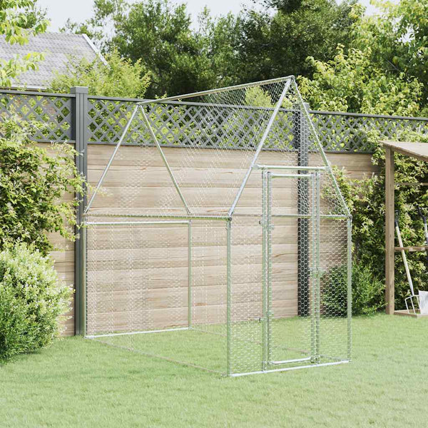 Vidaxl Chicken Cage Silver 200X100x190 Cm Galvanised Steel Poultry Cages