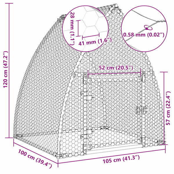 Vidaxl Chicken Cage Silver 100X105x120 Cm Galvanised Steel Small Animal Cages & Hutches