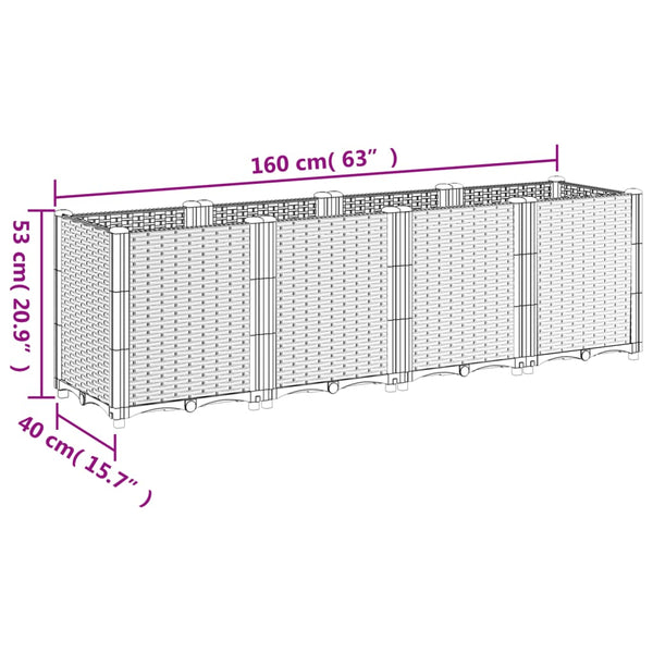 Vidaxl Garden Planter Black 160X40x53 Cm Pp Planters & Vases