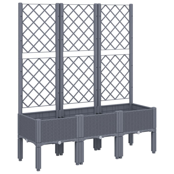 Garden Planter With Trellis Blue Grey 120X40x142 Cm Pp Baskets Pots Window Boxes