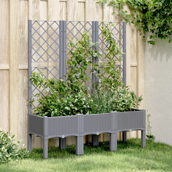 Garden Planter With Trellis Blue Grey 120X40x142 Cm Pp Baskets Pots Window Boxes