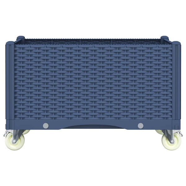 Vidaxl Garden Planter With Wheels Blue Grey 80X50x54 Cm Pp Planters & Vases