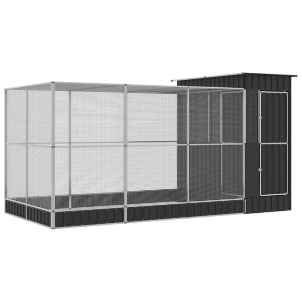 Vidaxl Aviary With Extension Silver 416X203x216 Cm Steel Bird Cages