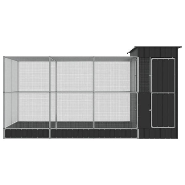 Vidaxl Aviary With Extension Silver 416X203x216 Cm Steel Bird Cages