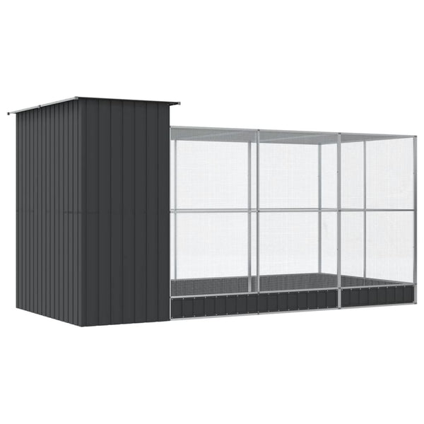 Vidaxl Aviary With Extension Silver 416X203x216 Cm Steel Bird Cages