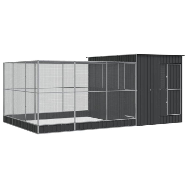 Vidaxl Aviary With Extension Silver 497X303x216 Cm Steel Bird Cages