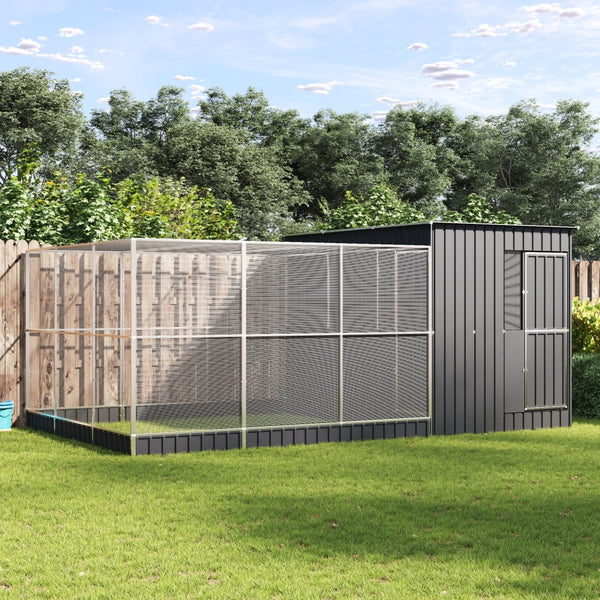 Vidaxl Aviary With Extension Silver 497X303x216 Cm Steel Bird Cages