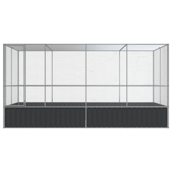 Aviary With Extension Silver 418X207x212 Cm Steel Bird Cages