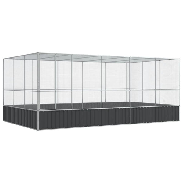 Aviary With Extension Silver 518X307x212 Cm Steel Bird Cages