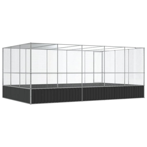 Aviary With Extension Silver 518X307x212 Cm Steel Bird Cages