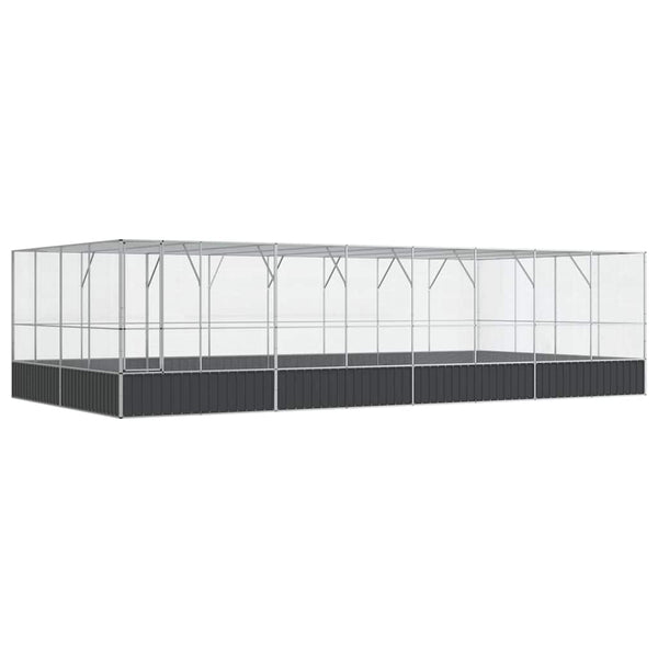 Vidaxl Aviary With Extension Silver 832X414x212 Cm Steel Bird Cages