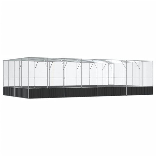Vidaxl Aviary With Extension Silver 832X414x212 Cm Steel Bird Cages