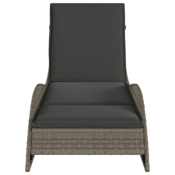 Vidaxl Sun Lounger With Cushion Grey 60X205x73cm Poly Rattan Loungers