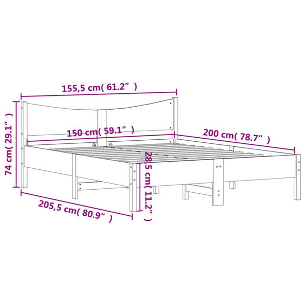 Vidaxl Bed Frame Without Mattress 150X200 Cm Solid Wood Pine Double Bed Frames