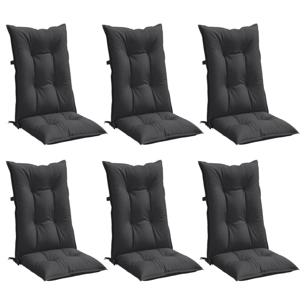 Highback Chair Cushions 6 Pcs Melange Anthracite 120X50x7 Cm Fabric Patio Furniture Cushions & Pads