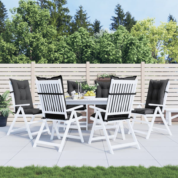 Highback Chair Cushions 6 Pcs Melange Anthracite 120X50x7 Cm Fabric Patio Furniture Cushions & Pads