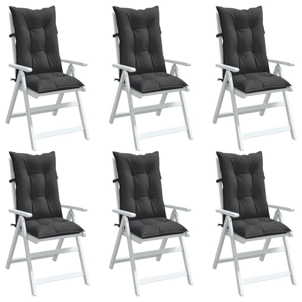 Highback Chair Cushions 6 Pcs Melange Anthracite 120X50x7 Cm Fabric Patio Furniture Cushions & Pads