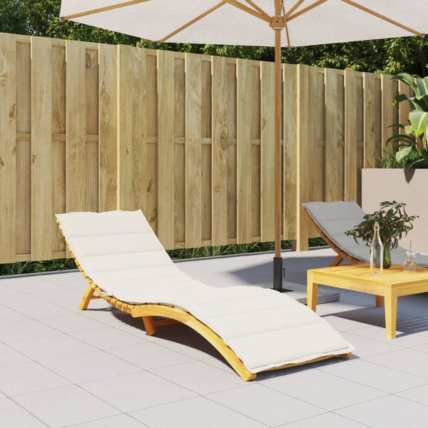 Vidaxl Sun Lounger Cushion Melange Cream 200X70x4 Cm Fabric Patio Furniture Cushions & Pads