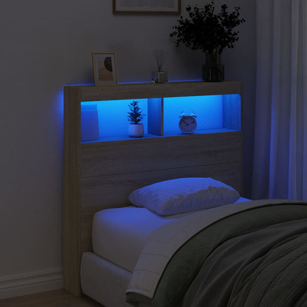 Vidaxl Headboard Cabinet With Led Sonoma Oak 100 Cm Headboards & Footboards