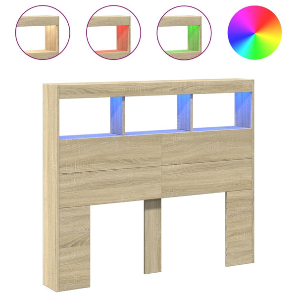Headboard Cabinet With Led Sonoma Oak 120X17x102 Cm Headboards & Footboards