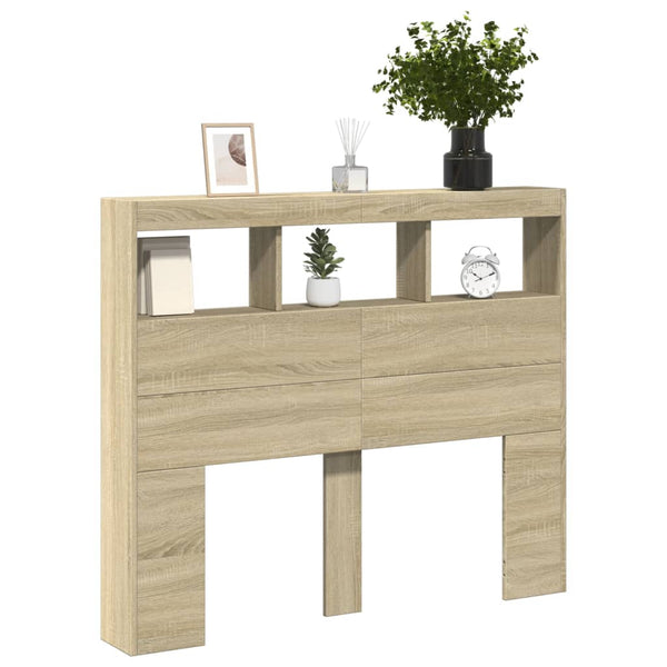 Headboard Cabinet With Led Sonoma Oak 120X17x102 Cm Headboards & Footboards