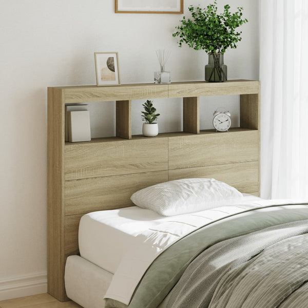 Headboard Cabinet With Led Sonoma Oak 120X17x102 Cm Headboards & Footboards