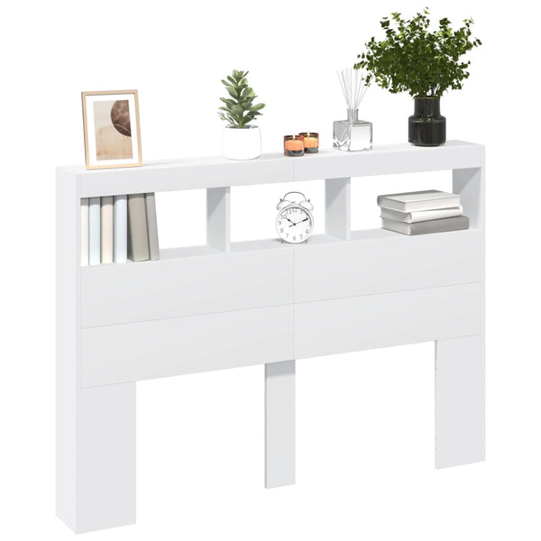 Headboards & Footboards Headboard Cabinet With Led White 140X17x102 Cm
