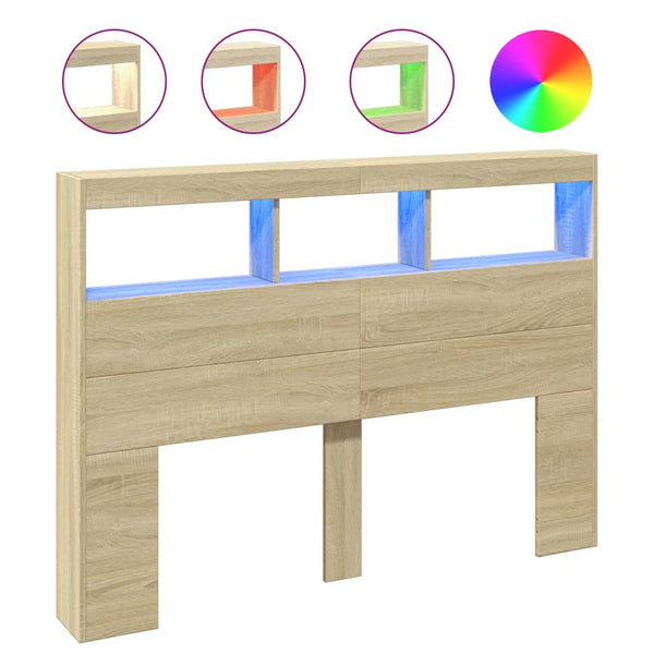 Headboard Cabinet With Led Sonoma Oak 140X17x102 Cm Headboards & Footboards