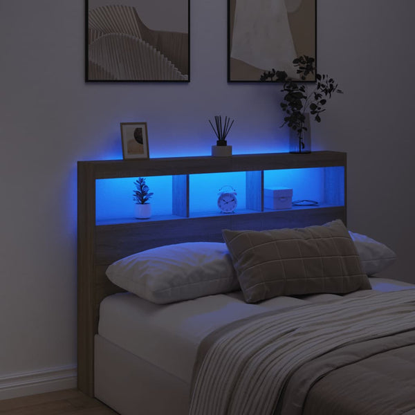 Headboard Cabinet With Led Sonoma Oak 140X17x102 Cm Headboards & Footboards