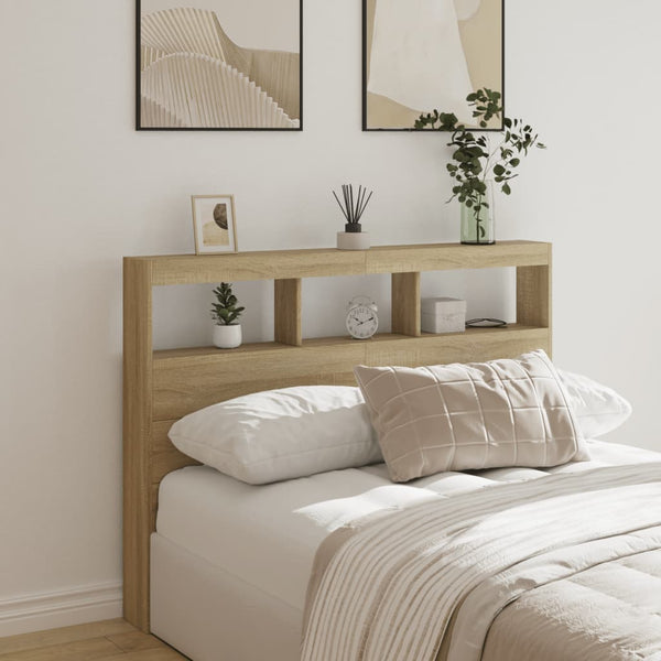 Headboard Cabinet With Led Sonoma Oak 140X17x102 Cm Headboards & Footboards