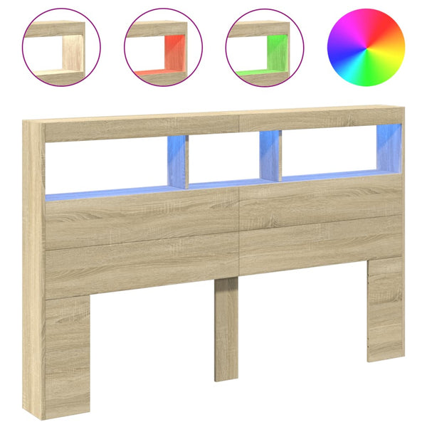 Headboard Cabinet With Led Sonoma Oak 160X17x102 Cm Headboards & Footboards