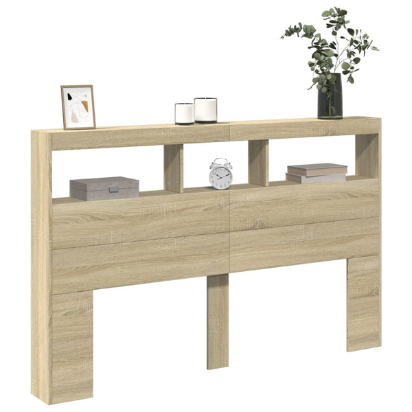 Headboard Cabinet With Led Sonoma Oak 160X17x102 Cm Headboards & Footboards