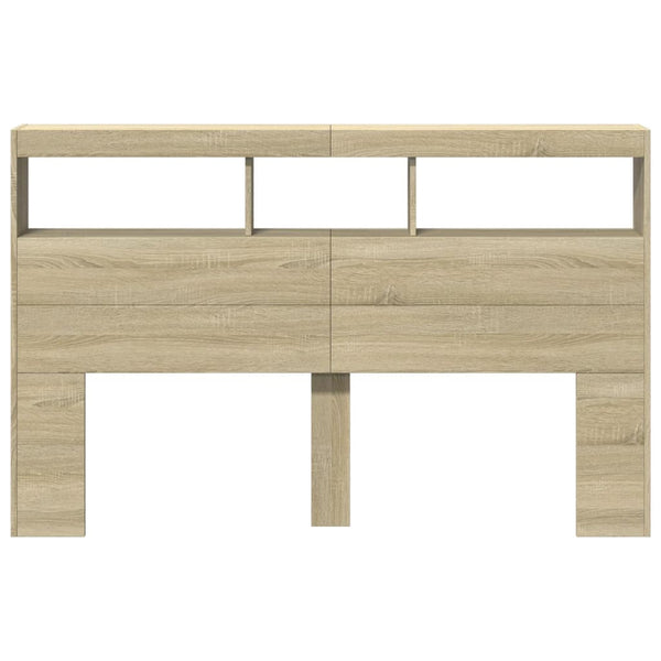 Vidaxl Headboard Cabinet With Led Sonoma Oak 160X17x102 Cm Headboards & Footboards