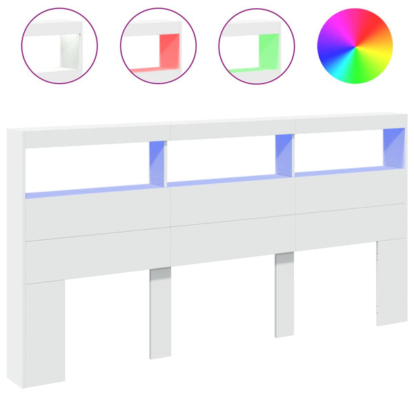 Vidaxl Headboard Cabinet With Led White 200 Cm Headboards & Footboards
