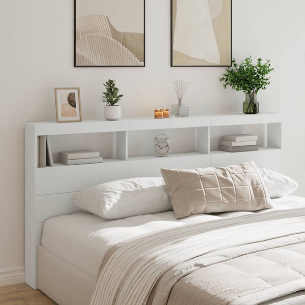 Vidaxl Headboard Cabinet With Led White 200 Cm Headboards & Footboards