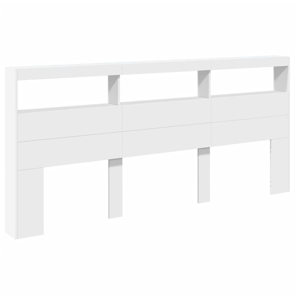 Headboard Cabinet With Led White 220X17x102 Cm Headboards & Footboards