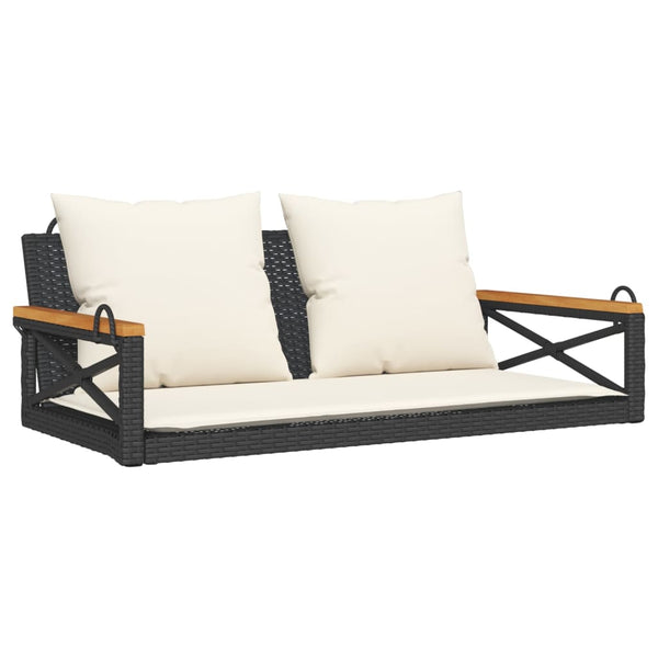 Vidaxl Swing Bench With Cushions Black 109X62x40cm Poly Rattan Swing Seats
