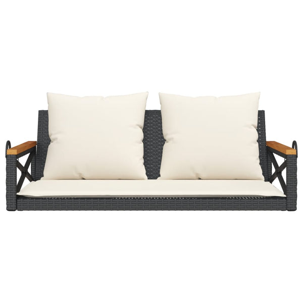 Vidaxl Swing Bench With Cushions Black 109X62x40cm Poly Rattan Swing Seats