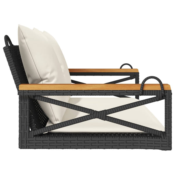 Vidaxl Swing Bench With Cushions Black 109X62x40cm Poly Rattan Swing Seats